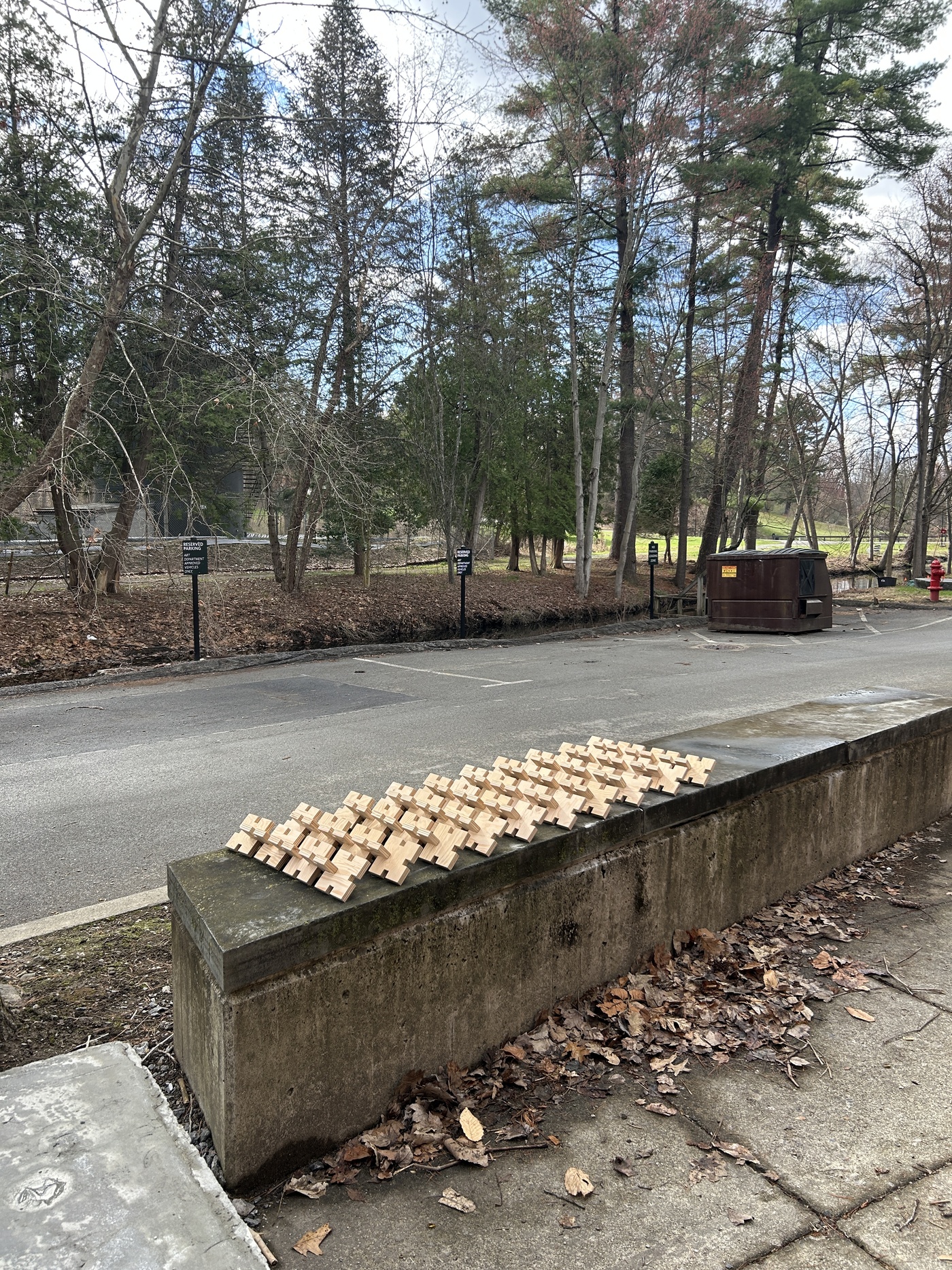 Wooden blocks installed